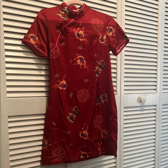 Fashion Classic Collection Dresses & Skirts - # 0684+ Red Cheongsam Dress with Dragon Print & WHT Logo